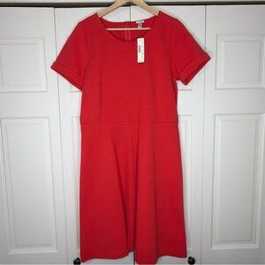 NWT J. Crew Women’s Red Short-Sleeve Midi Fit-and-Flare Dress Size 12 Office New